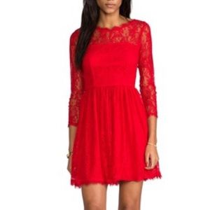 NWT - Juicy Couture Delicate Lace Dress - Red - Size 4